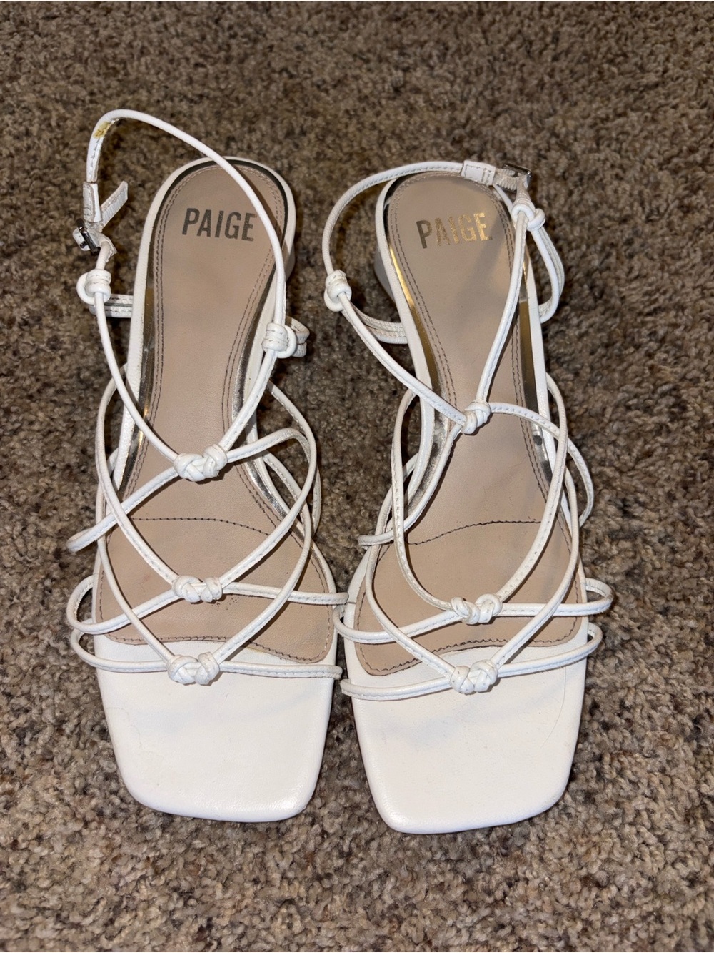 Paige White Strappy Knot Sandals for Women- size 8
